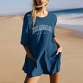thumbnail image 1 of MKLEKYY Vêtements d'Automne pour Femmes Mode Imprimé Uni Décontracté Manches Courtes Col Rond Shorts avec Poches Combinaison Pantalon Léger pour Femmes, 1 of 5