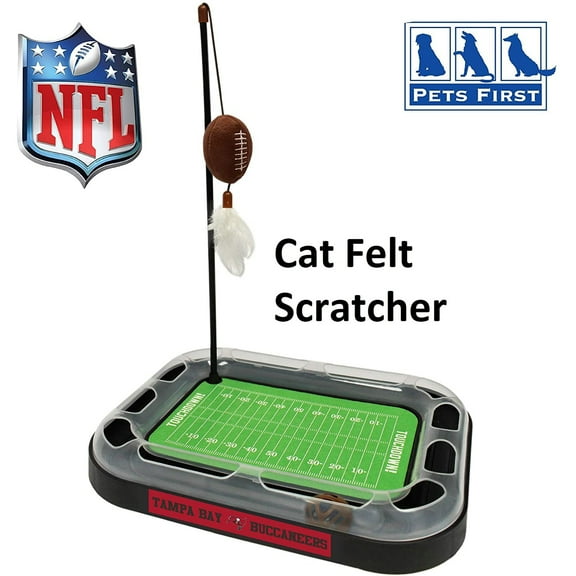 NFL Tampa Bay Buccaneers Cat Scratcher Toy with Catnip Plush & Feather Cat and Kitty Toy