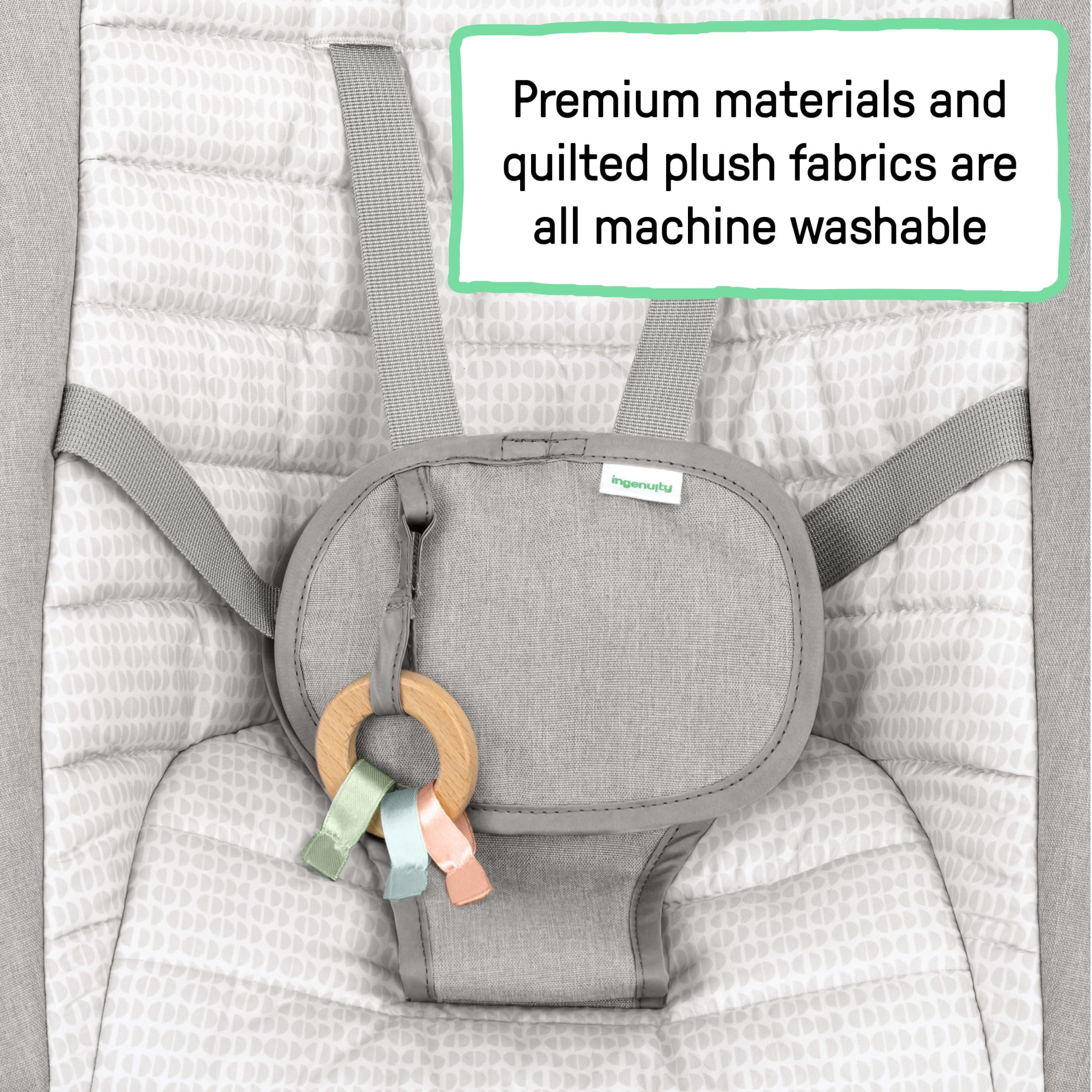Ingenuity Keep InMotion Automatic Baby Rocking Seat for Ages 0-6 Months, Soulful Skies, Gray