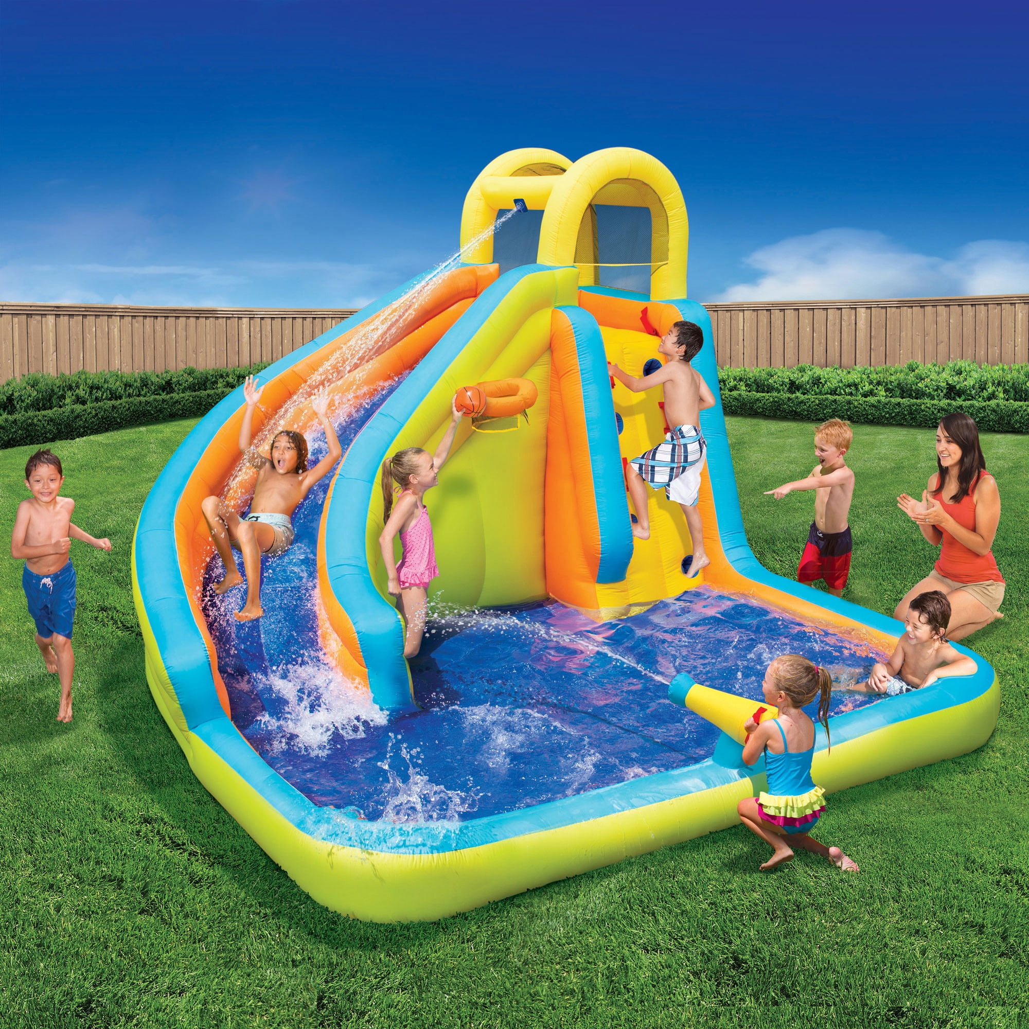 Banzai Splash N Blast Outdoor Inflatable Water Slide Splash Pool and Park