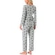 thumbnail image 3 of Conjunto de pijama de mujer de tres piezas: top de tirantes, pantalones largos y cárdigan de manga larga en gris y marrón con lazo, talla XS, 3 of 5