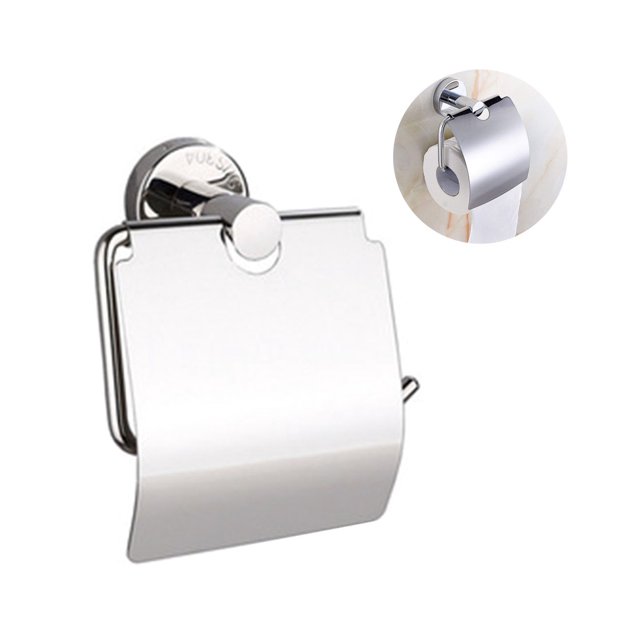 Portarrollos de papel higiénico de acero inoxidable para pared - Plata brillante