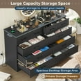 thumbnail image 4 of 10 Drawers Dresser for Bedroom with Charging Station, Modern Long Chest of Drawers Storage Organizer, 55.1'' Wide Black Dresser TV Stand for Living Room, 4 of 9
