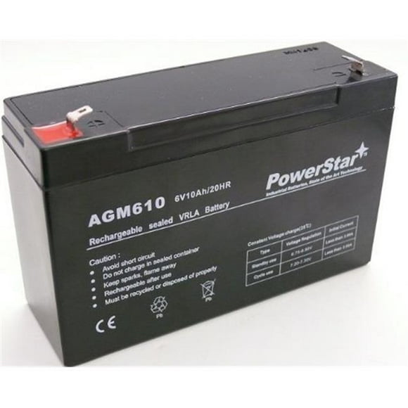 PowerStar AGM610-112 Batterie de Remplacement 6V 10Ah pour Roues Motrices Modifiées 2 Ans de Garantie