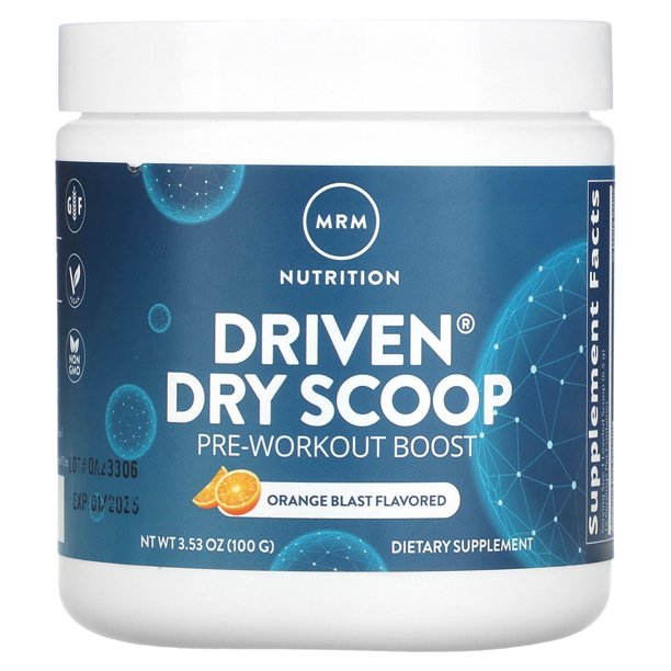 Driven Dry Scoop, PreWorkout Boost, Orange Blast, 3.53 oz (100 g), MRM