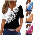 thumbnail image 1 of Fiudx Ofertas Relámpago Camiseta de Color Liso con Cuello En V para Mujer, 1 of 4