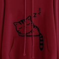 thumbnail image 3 of Sonducket Loose Fit Cartoon Cat Print Mujer con capucha Print Mujer Camisa Manga larga Cuello Sudadera con capucha Prendas para la parte del cuerpo Vino rojo XXL, 3 of 6