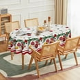 thumbnail image 2 of Christmas Tablecloth 60×84 Inch Oval, Christmas Ball Ornaments Pine Stars Washable Table Cover for Party Picnic Dinner Decor, 2 of 6