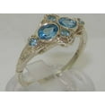 thumbnail image 2 of 925 Sterling Silver Natural Blue Topaz Womens Cluster Ring - Size 10.75, 2 of 6