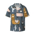 thumbnail image 4 of Uemuo Llama and Cactus Pattern Cotton Linen Short Sleeve Shirts,Casual Lightweight Button Down Shirts,Vacation Beach Summer Tops-Large, 4 of 7