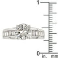 thumbnail image 3 of Precious Stars R06884R-C01-10 Precious Stars Silvertone Round and Baguette-Cut Cubic Zirconia Engagement Ring, 3 of 4