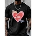 thumbnail image 6 of Men's T-Shirt Faith Love Hope Simple Heart Short Sleeve Casual Tee Classic Crew Neck T-Shirt for Men, Black L, 6 of 6