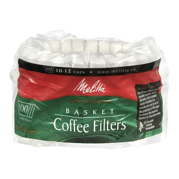 Melitta Filtres à café de type panier de 10 à 12 tasses en papier blanc, sac de 100 filtres Sac de 100 filtres