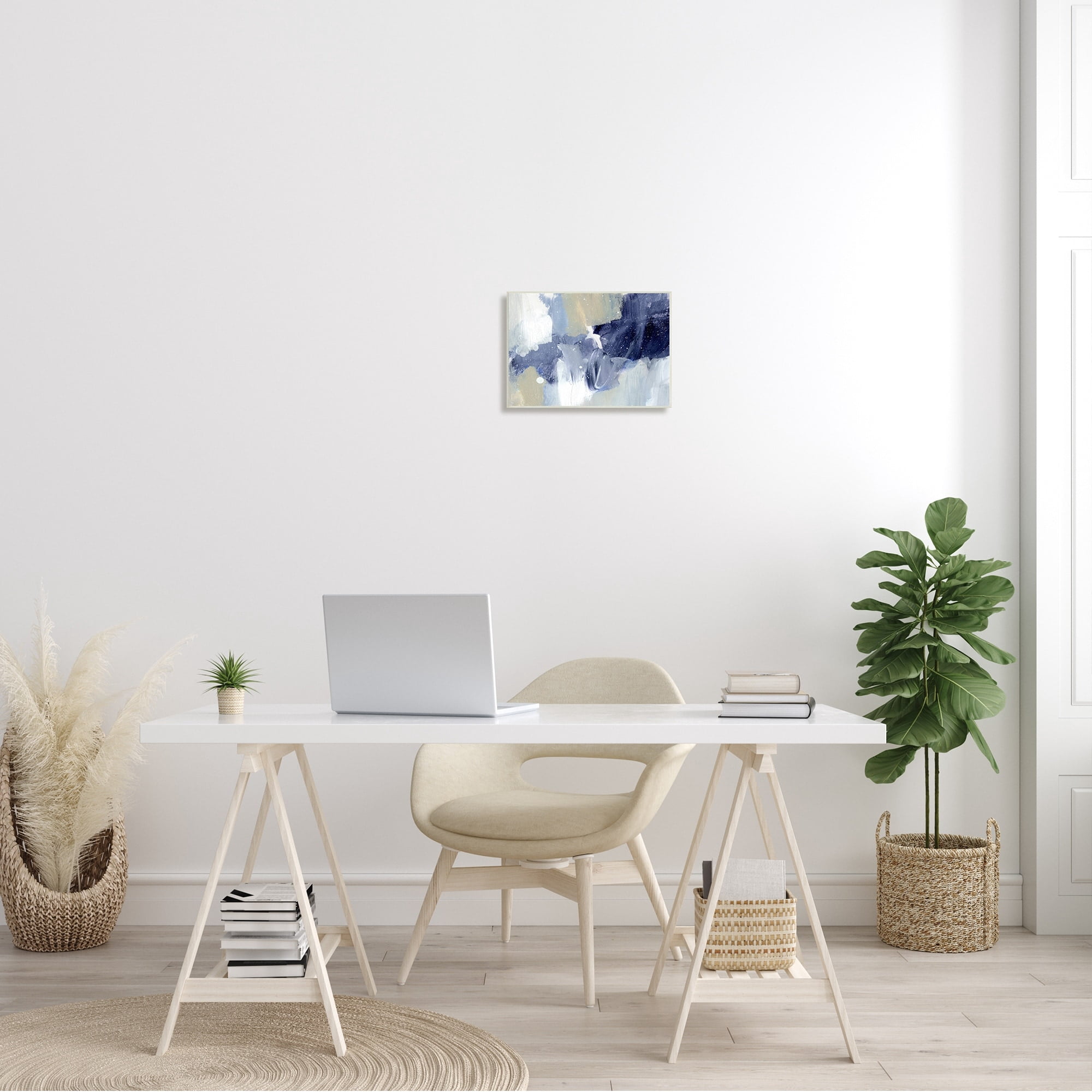 Stupell Industries Winter Ice Abstract Painting Modern Blue Beige Composition, 15 x 10,Design by Annie Warren
