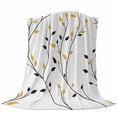 thumbnail image 6 of Yellow Black Leaves Blanket Soft Cozy Warm Throw Blanket for Couch, Plush Fuzzy Flannel Fleece Blankets for Sofa, Rustic Botanical Branches Bed Blankets Lightweight Gifts for Women, 32"x48", 6 of 9