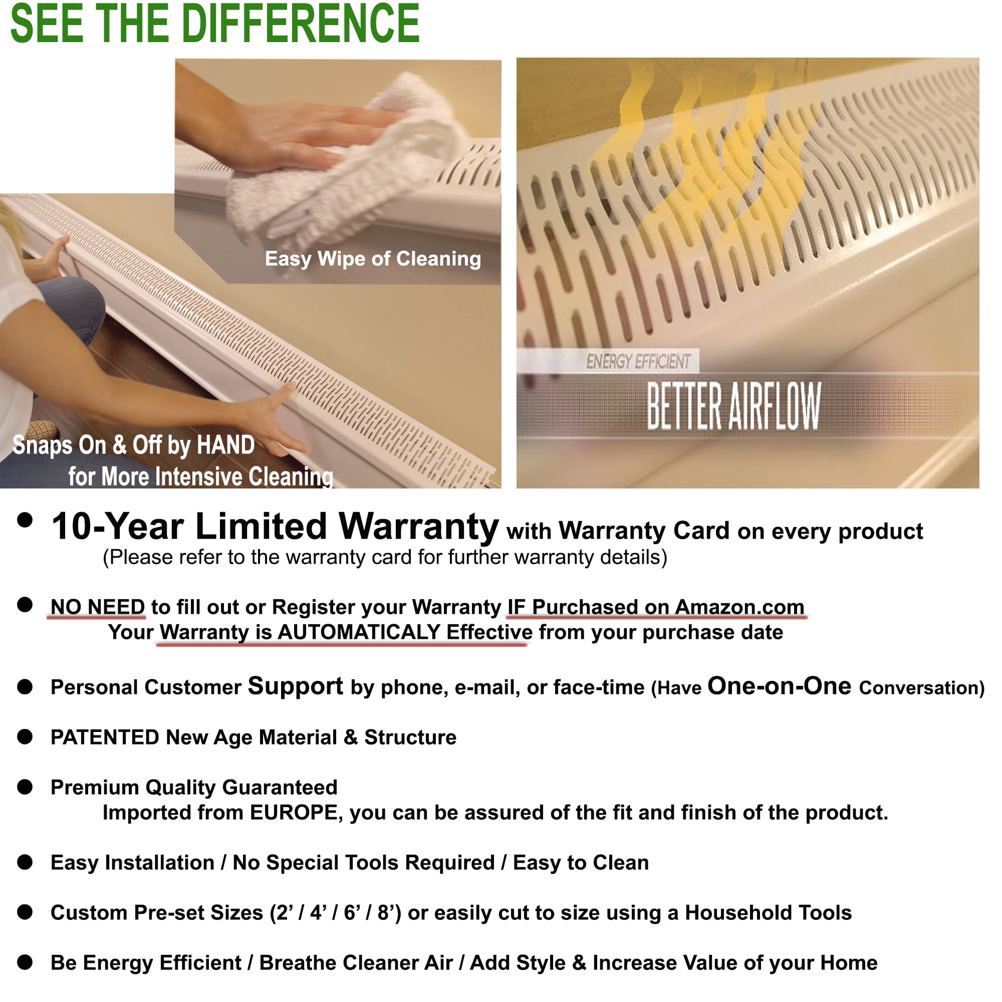 Baseboard Heat Covers COMPLETE SET - 2 Feet White - INCLUDES Right and Left  End Caps | Hot Water, Hydronic Heater Baseboard Cover Enclosure Replacement  Kit for Home - Rust-Proof Plastic - Walmart.com