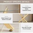 thumbnail image 6 of Sumdeal 47" Modern Round Clear Glass Dining Table Set for 4, Chrome Gold Table & 4 Blue Velvet Dining Chairs with Brushed Gold Legs, 6 of 9
