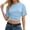Blue, variant on Short Sleeve Tops Basic Tops for Woman Summer Stretch Solid Color Round Neck Fitted Crop Top