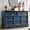 Blue, variant on ZBOM 6 Drawer Dresser, Farmhouse Style Chest of Drawers with Charging Station, Modern Storage Dresser Organizer TV Cabinet for Bedroom, Living Room, Hallway,Brown
