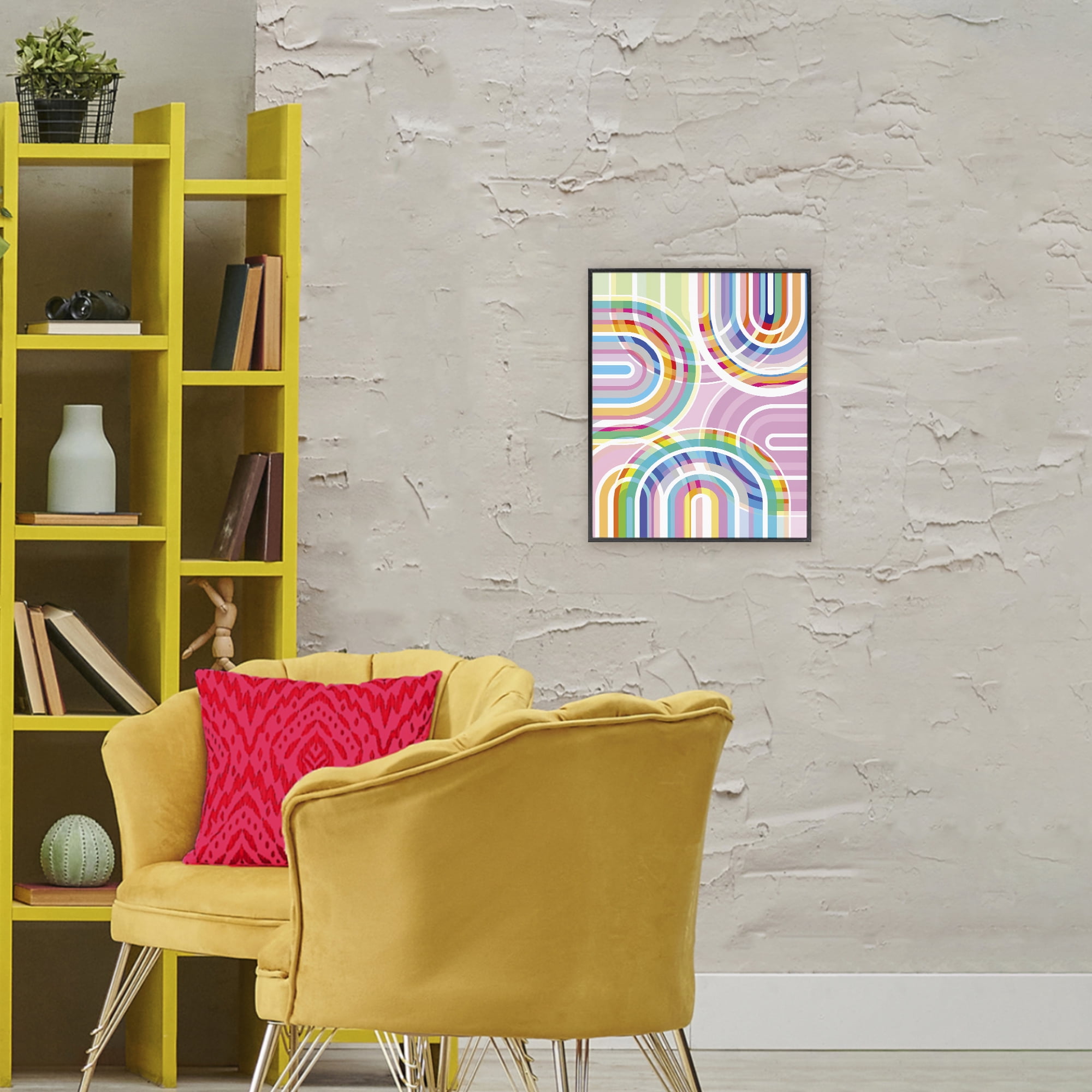 Stupell Industries Bright Playful Rainbow Arches Black Framed Giclee Art, design by Amber Sterling