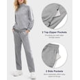 thumbnail image 5 of Women's 2Pc Full Zip Tracksuit, 4 Way Stretch with Reflective Stripes & Zipper Pockets for Golf Running Gym Light Grey XL, 5 of 9