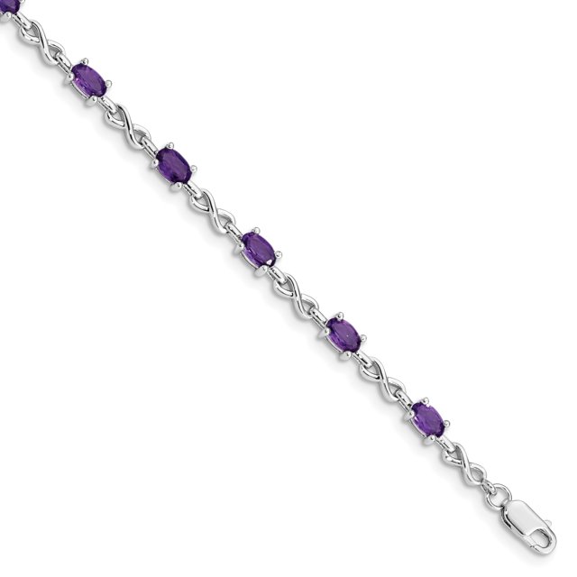 Bracelet en Argent Sterling 925 Améthyste Pierre Précieuse Infinie