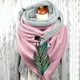 thumbnail image 2 of Women Feather Print Cotton Winter Warm Button Up Scarf, 2 of 3