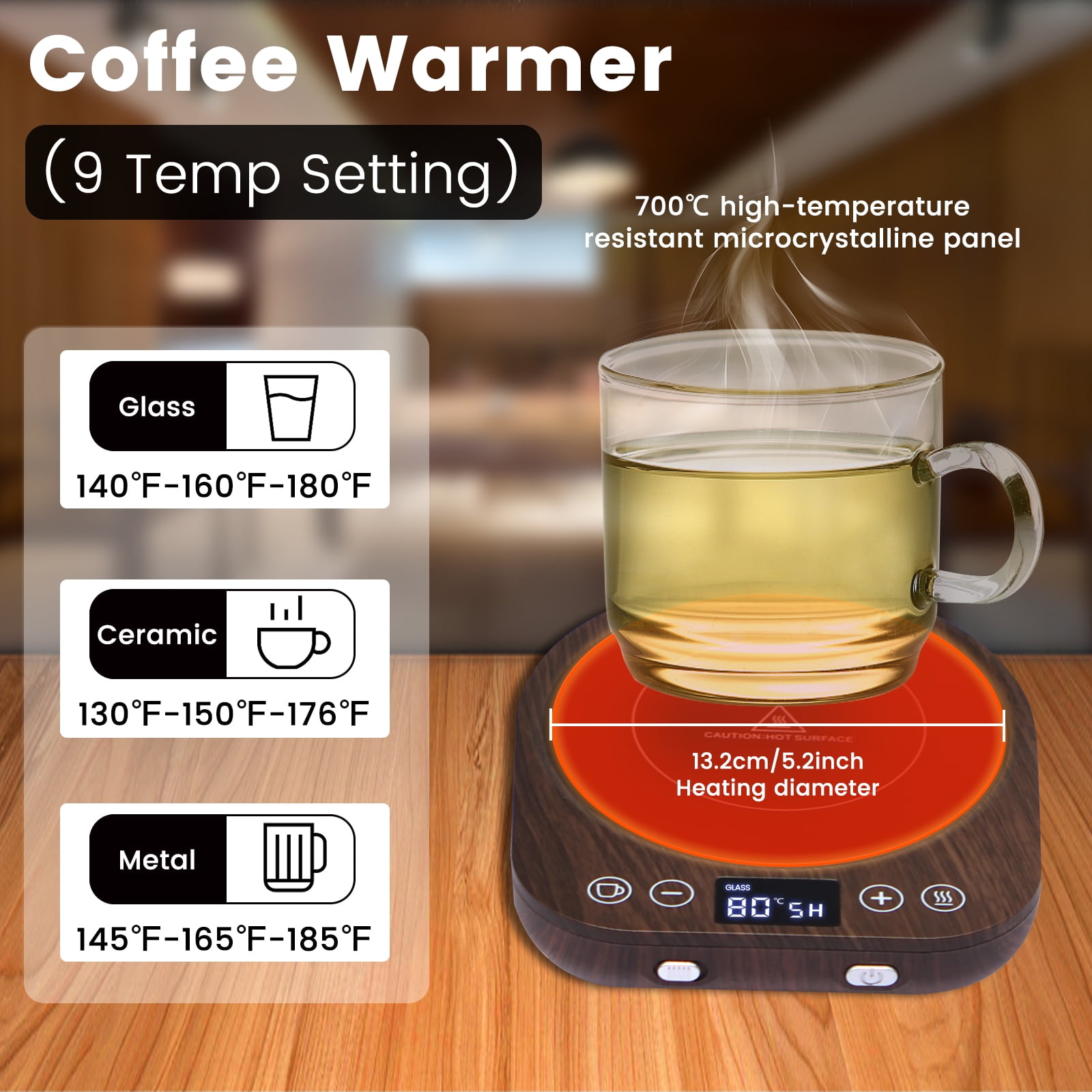 VIHOSE 4 Pack Smart Coffee Warmer Coffee Mug Warmer for Desk with Auto Shut  Off Gravity Induction Cup Warmer Electric Coffee Warmer Plate Temperature