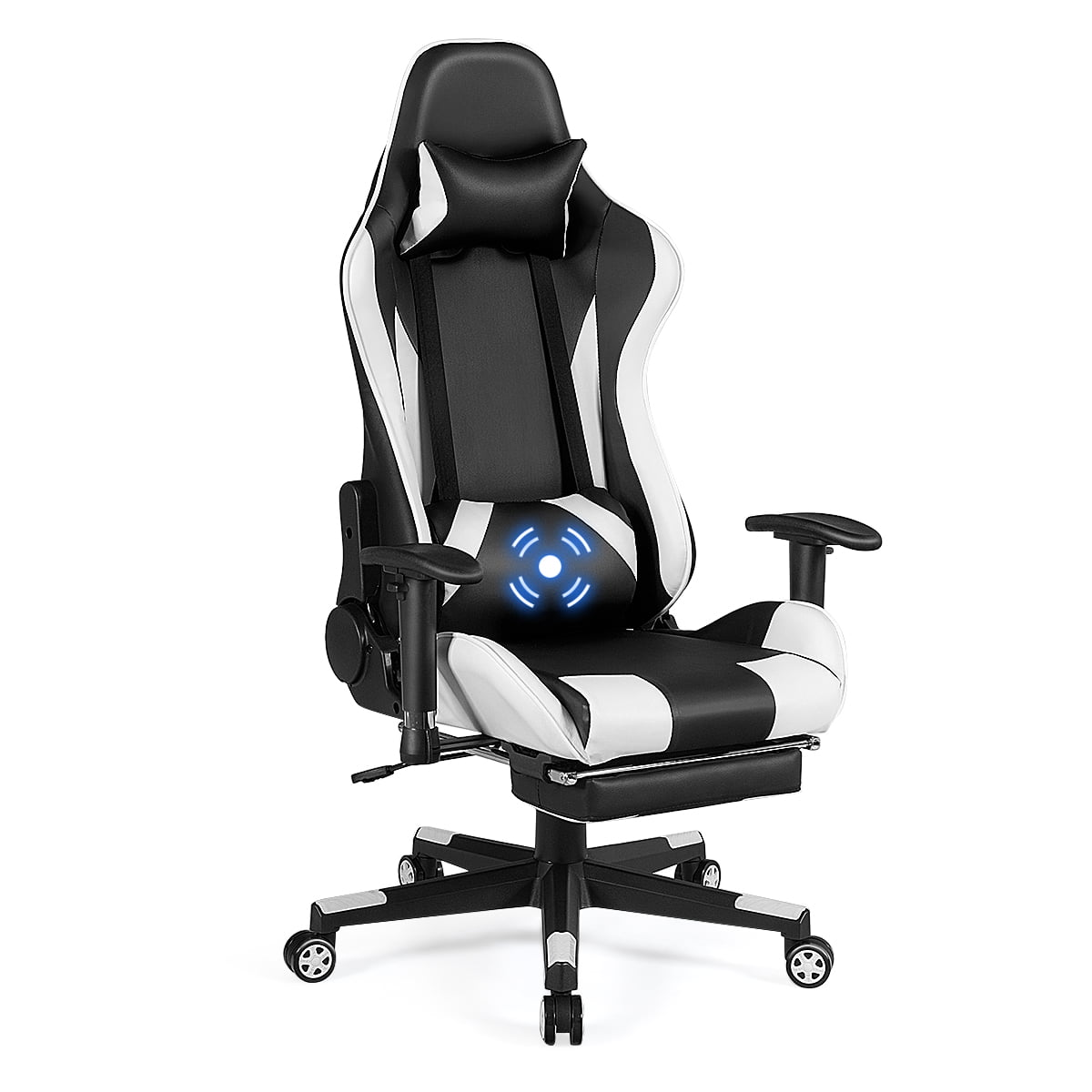 Costway Massage Gaming Chair Recliner Gamer Racing Chair W Lumbar Support Footrest Walmart Com Walmart Com