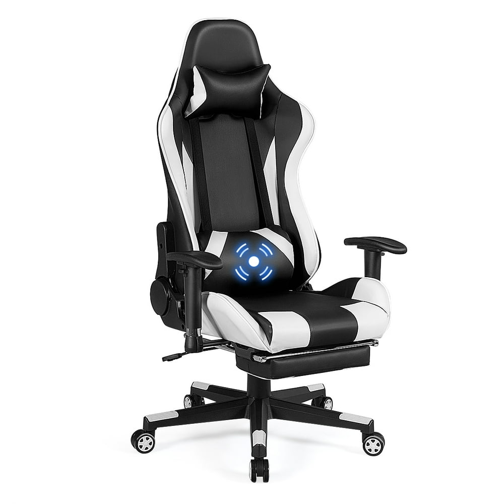 Costway Massage Gaming Chair Recliner Gamer Racing Chair w/ Lumbar