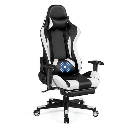 Costway Massage Gaming Chair Recliner Gamer Racing Chair W