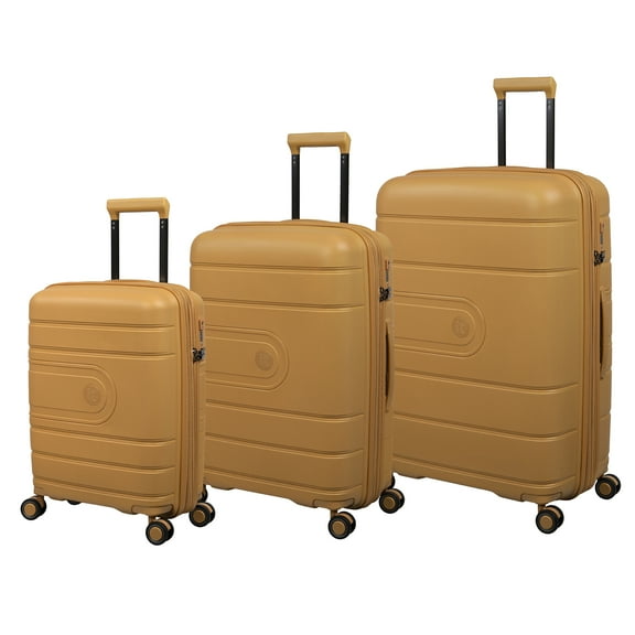 it luggage Eco-Tough 3 Piece Hardside 8 Wheel Expandable Spinner Luggage Set, Honey Gold