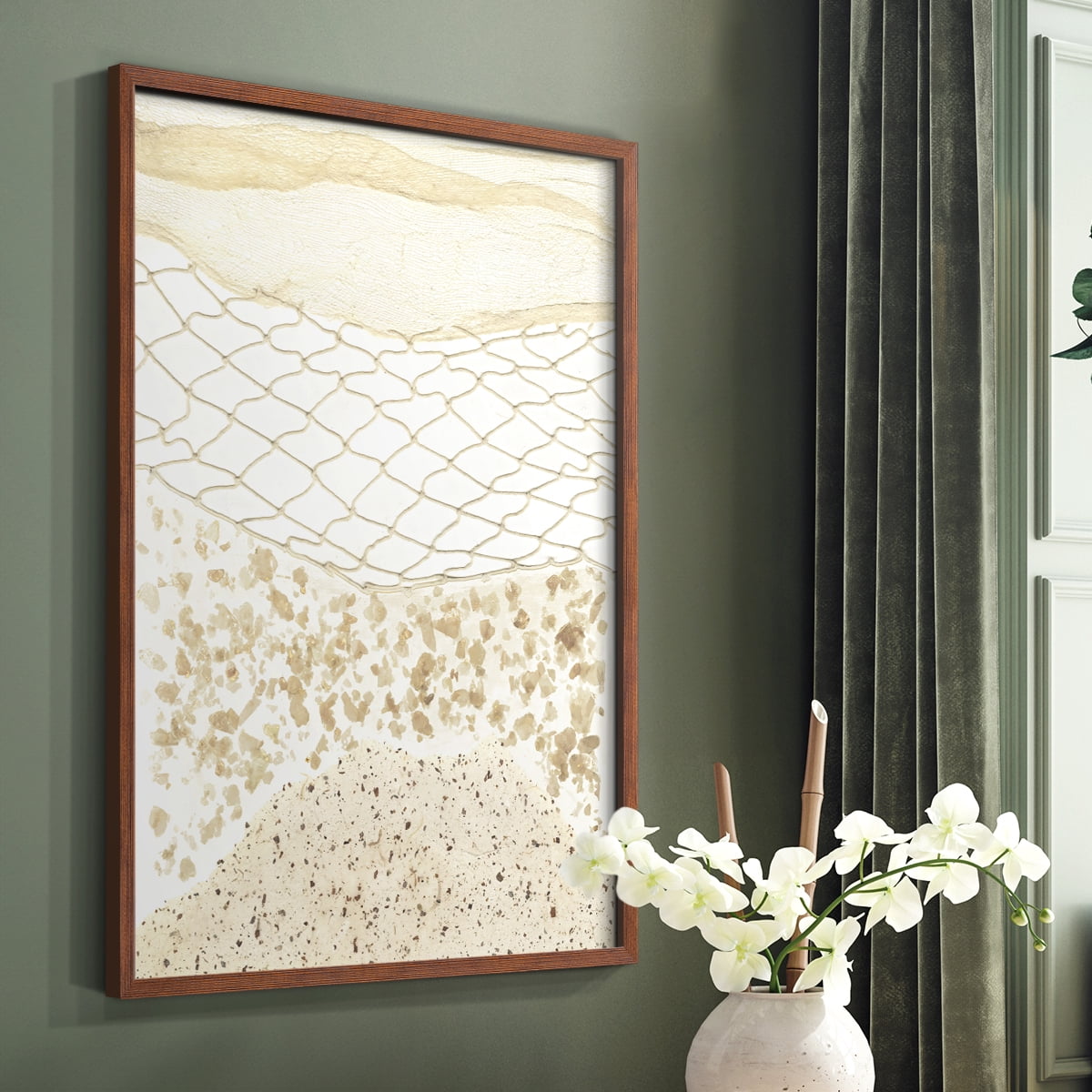 Coast Away II Framed Print in Brown Solid Wood Framed Print No Nail Hanging
