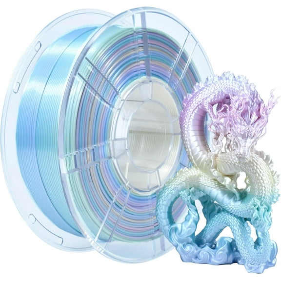 Rainbow 3D PLA PRO Filament 1.75mm  /- 0.02 mm, 1KG Macaron Rainbow Silk PLA  3D Printer Filament Color Changing Multicolor Filament 3D FDM Printers, Durable and Resistant PLA Plus