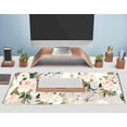 thumbnail image 5 of Pink Flowers Green Leaves Floral Mouse Pad - Large PC Gaming Desk Mat, XL Big Mousepad, Stitched Edge, Perfect for Women Home Office Decor, 31.5x11.8 Inch, 5 of 6