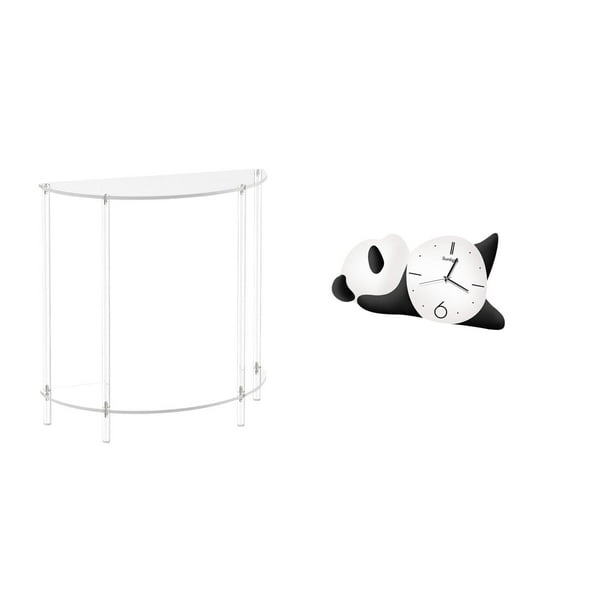 Mesita de noche de acrílico,Mesa auxiliar de acrílico transparente Mesa auxiliar transparente en capas,Mesa pequeña de acrílico,mesita de noche pequeña,compacta,Reloj de pared,Reloj de