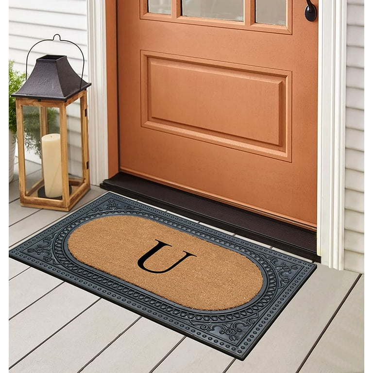 A1HC Natural Rubber & Coir 24x39 Monogrammed Doormat For Front Door,  Anti-Shed Treated Durable Doormat for Outdoor Entrance, Heavy Duty, Low  Profile,