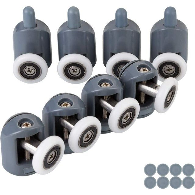 Juego de 8 rodillos para puerta de ducha, rodillos para cabina de ducha de baño de 23 mm (4 superiores y 4 inferiores) Kuyhfg Bienvenido a Kuyhfg