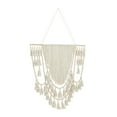 thumbnail image 6 of DecMode White Cotton Handmade Intricately Weaved Macrame Wall Decor with Beaded Fringe Tassels, 6 of 8