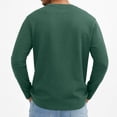 thumbnail image 5 of Domuza Shirts for Men Big and Tall Crew Neck Long Sleeve Cotton Blend T Shirts Spring Fall Trendy Casual Solid Knitted Basic Tops Dark Green L, 5 of 6