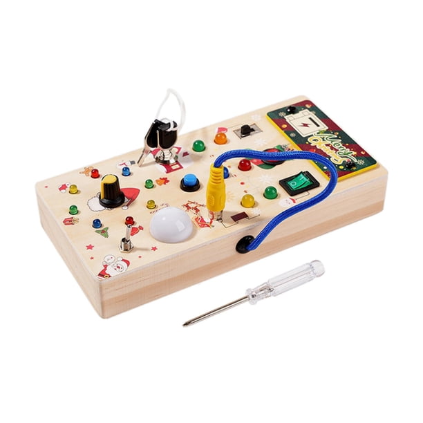 Tablero de actividad LED con luces, juguete con interruptor, juguetes de habilidades de aprendizaje, juguete sensorial Montessori, tablero de