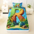 thumbnail image 3 of Feelyou Cartoon Dinosaur Letter R Print Twin Sheet Sets for Boys Girls, Cute Animal Bedding, Blue, 3-Piece, 3 of 5