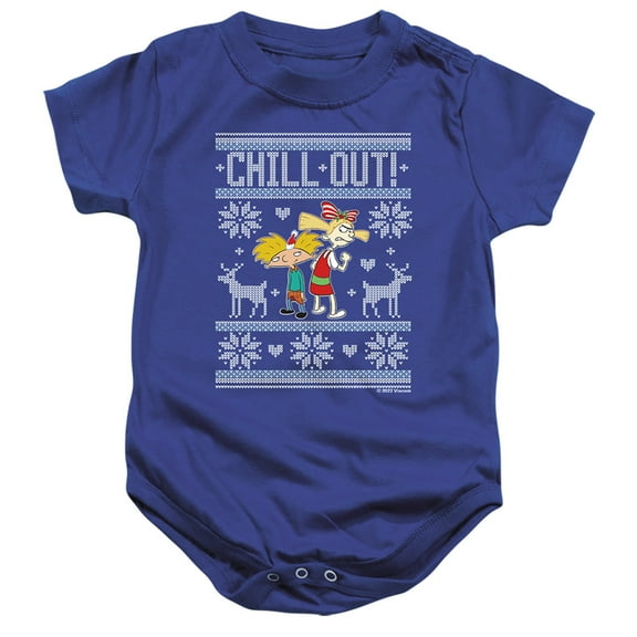 Hey Arnold Chill Out Ugly Christmas Sweater With Arnold And Helga Unisex Infant Snap Suit for Baby