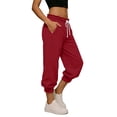 thumbnail image 4 of GUACER No Boundarie Womens Capri Sweatpants Athletic Cropped Joggers High Waisted Paperbag Lounge Pants with Pockets Drawstring, 4 of 5