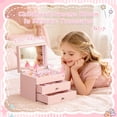 thumbnail image 3 of Music Jewelry Box ,3 Layer Wooden Kids Jewelry Boxes & Organizers with Spinning Dancer for Little Girl Toddler Christmas Birthday New Year,Pink, 3 of 7