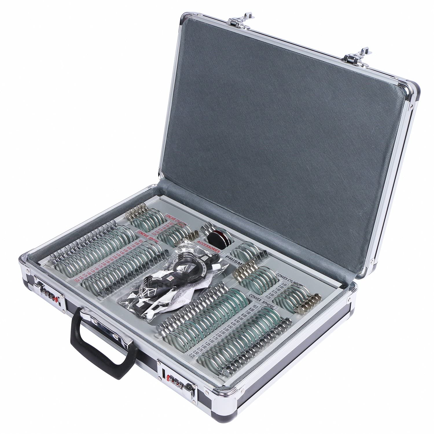 UCanSee Trial Lens Set 104pcs Optical Lenses Kit Silver Metal Rim Plastic Tray Aluminium Case