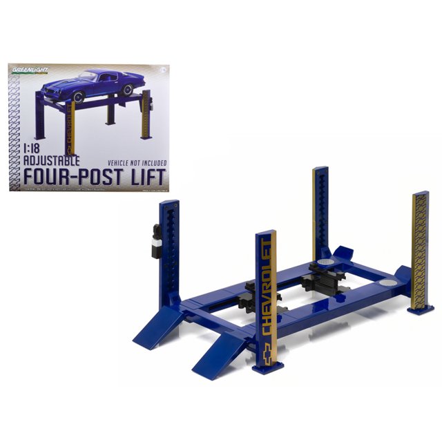 Elevador de Cuatro Postes Greenlight Chevrolet Edition Azul 1/18