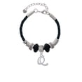 thumbnail image 2 of Delight Jewelry Silvertone Small Gelato Script Initial - Q - Grandmother Celtic Knot Leather Bead Bracelet, 7"+2" Extender, 2 of 4
