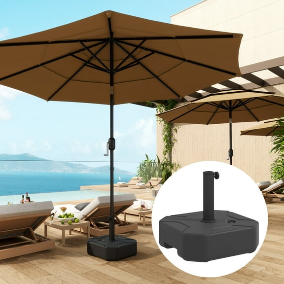 Outsunny Patio Umbrella Base Holder, Outdoor Umbrella Stand Base, Filled Up to 55lbs with Stand or 44lbs with Water for Garden, Poolside, Black