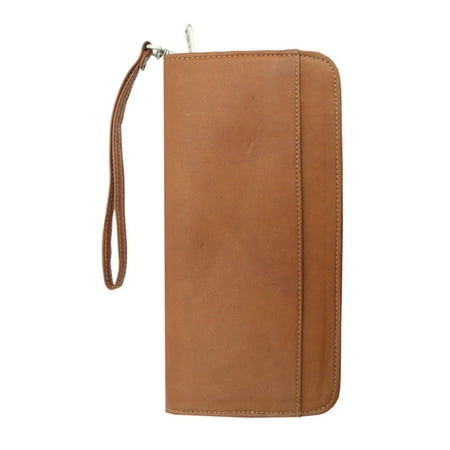 Piel Leather Zippered Passport/Ticket Holder - Saddle